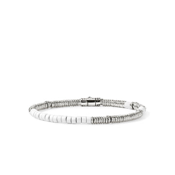 Heishi Bracelet, Sterling Silver, Enamel|BU900698WH